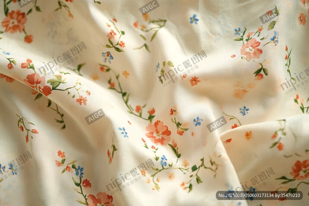 碎花布料纹理特写