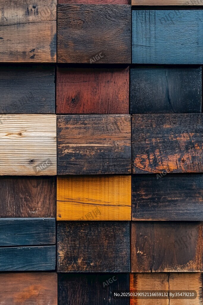 多彩木板拼接纹理特写