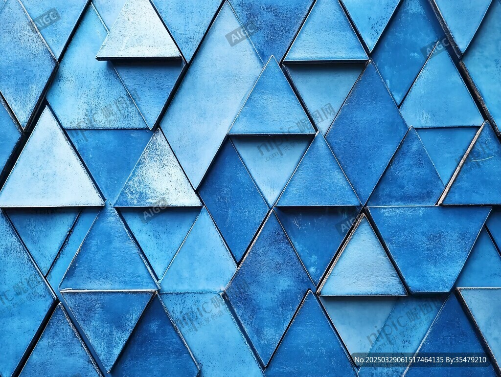 蓝色几何三角墙面纹理