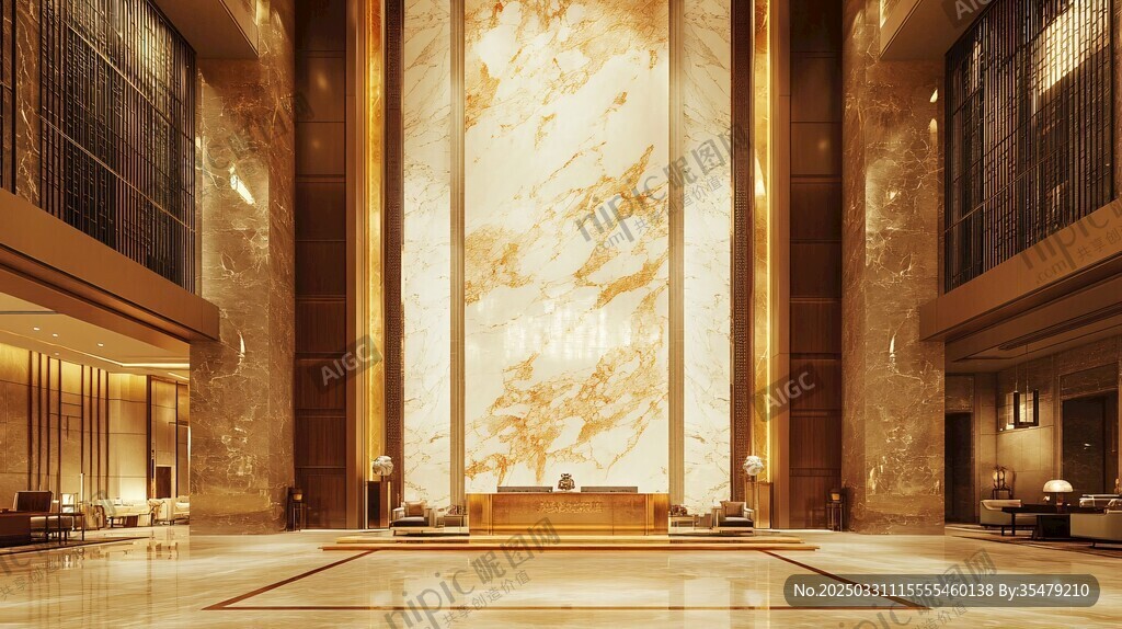 豪华大气的酒店大堂空间