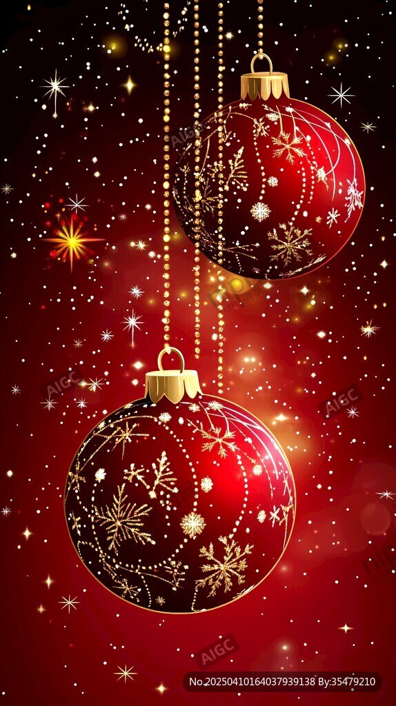 圣诞红彩球闪耀星空