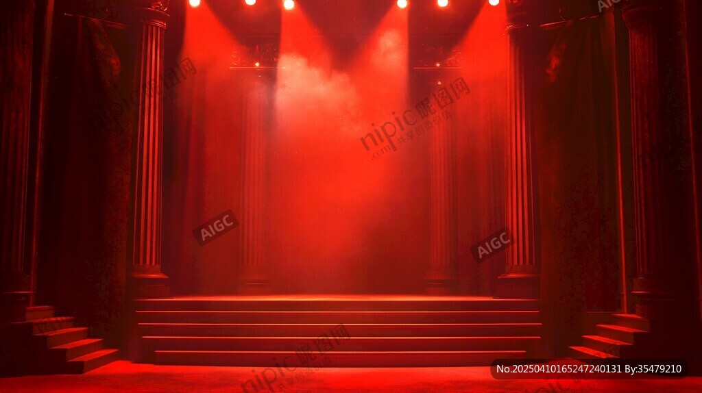 红色舞台灯光营造神秘氛围
