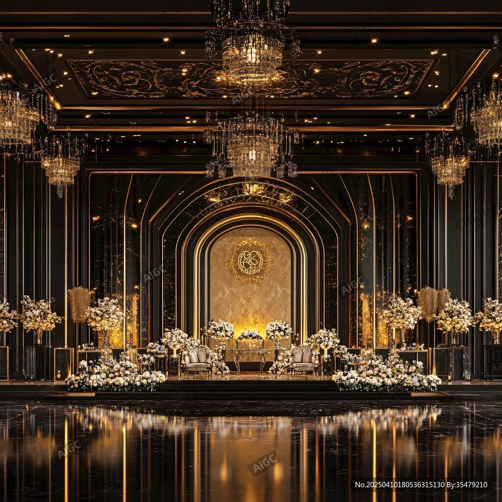 黑金奢华婚礼仪式场地