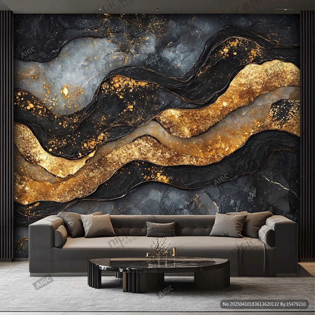 黑金大理石纹奢华背景墙