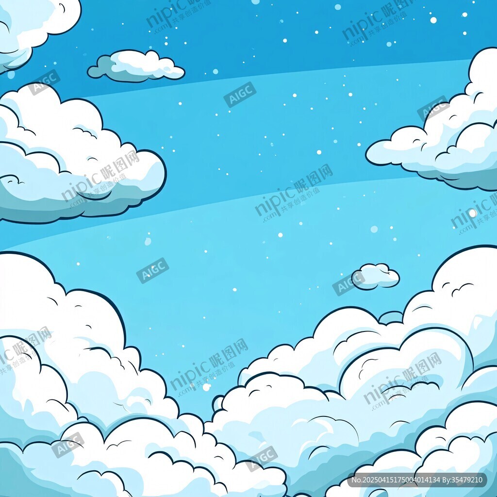 卡通风格蓝天白云背景图