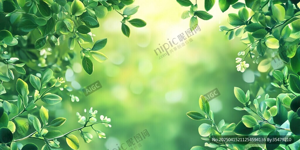 绿意盎然的清新树叶景观