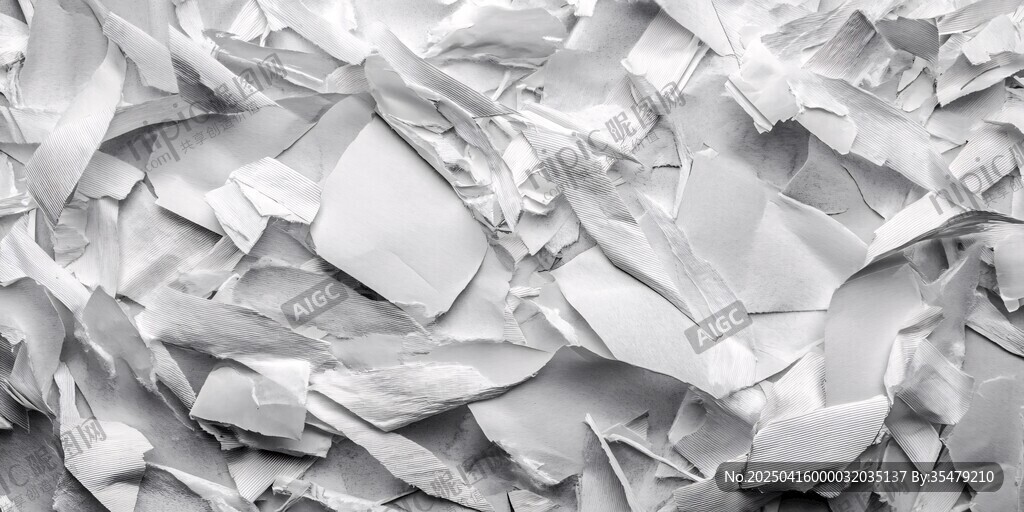 皱巴巴的碎纸片纹理特写