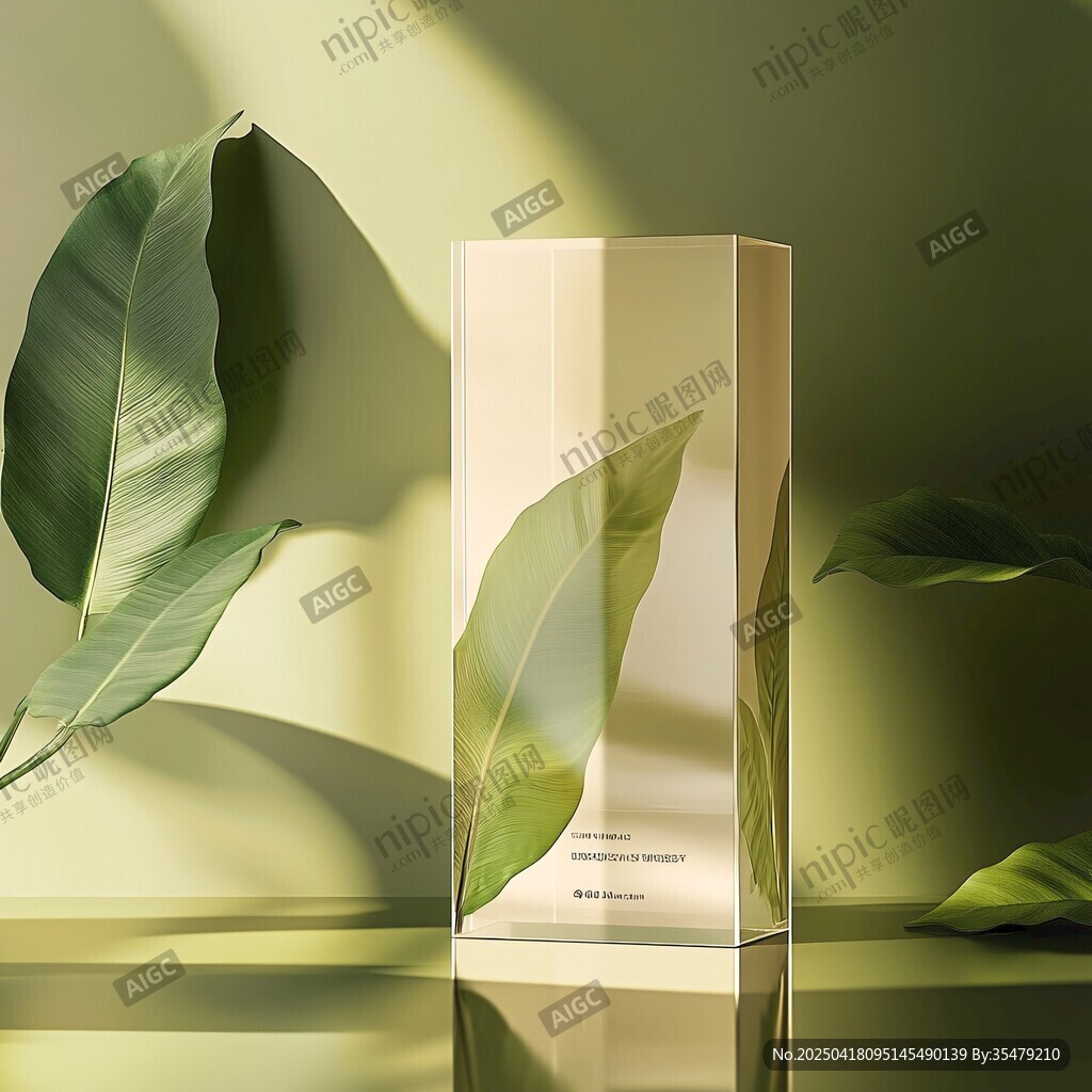 绿植环绕的精致透明包装盒