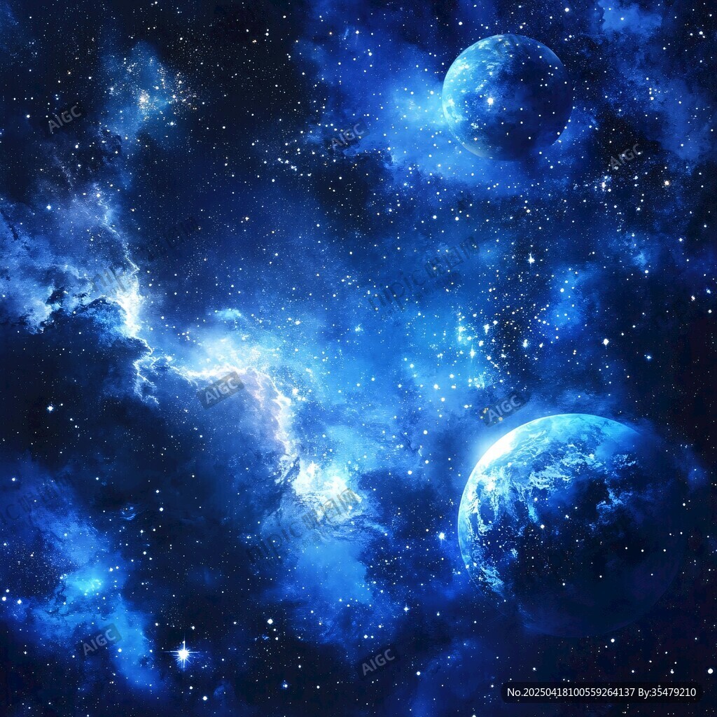 梦幻蓝色宇宙星空图景