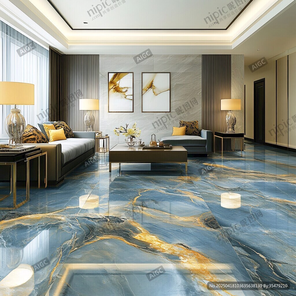 现代轻奢风客厅地面设计