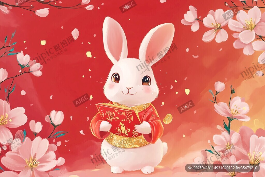 萌兔贺岁 繁花相伴