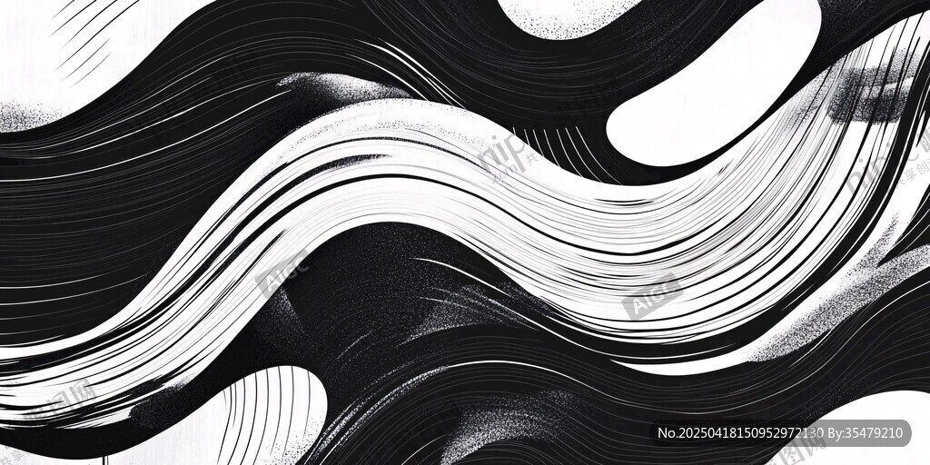 黑白动感线条抽象艺术图