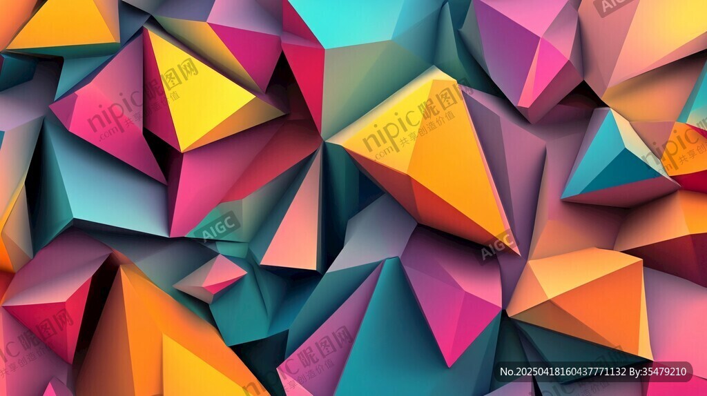 多彩立体几何抽象背景图案
