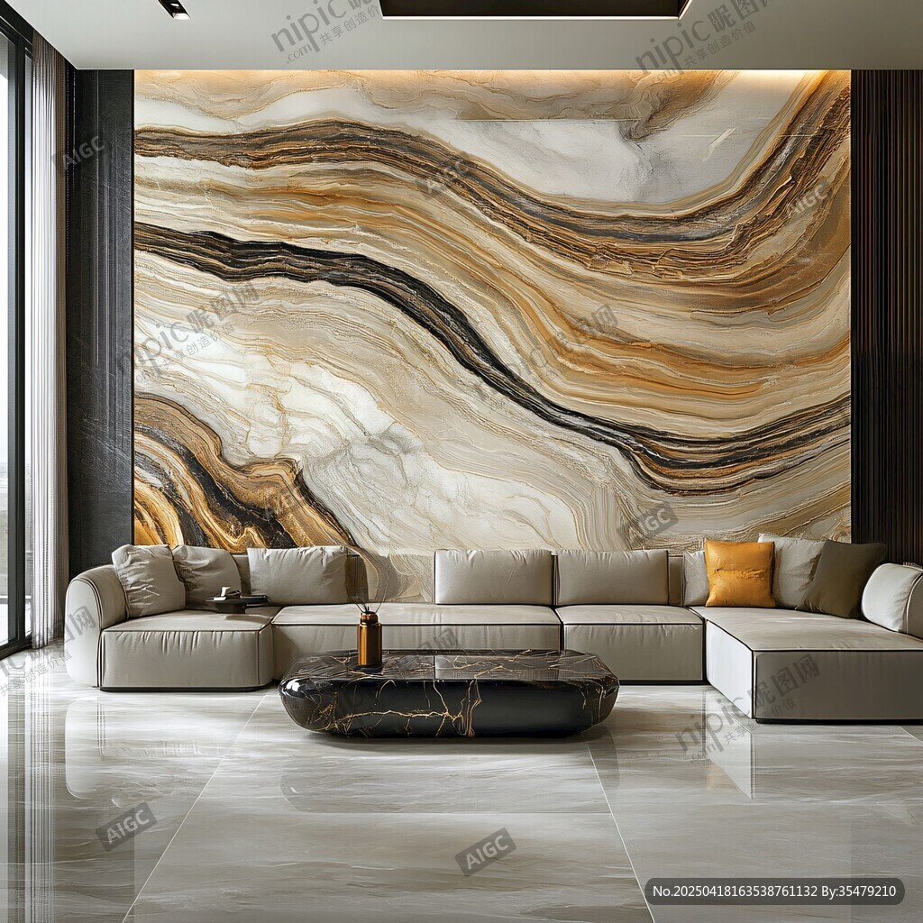 奢华大理石客厅墙面设计