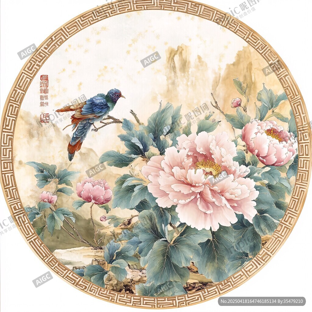 花鸟牡丹图 中式典雅风情