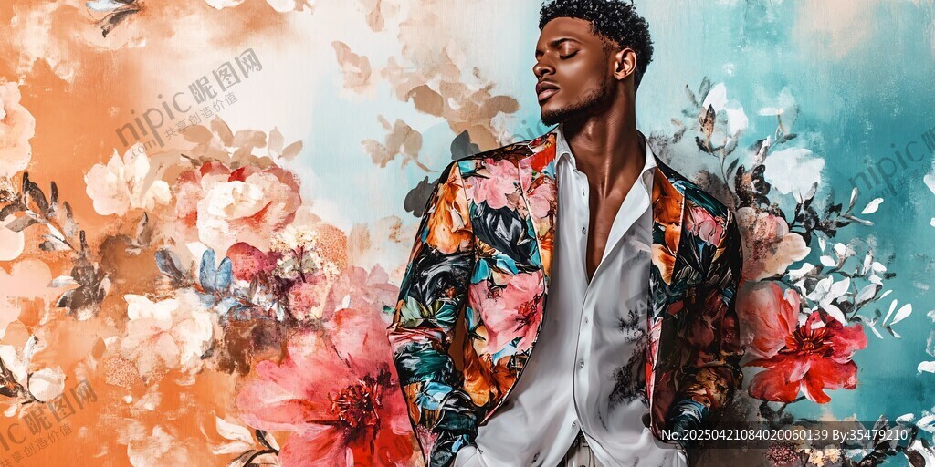 男士身着花外套的时尚瞬间