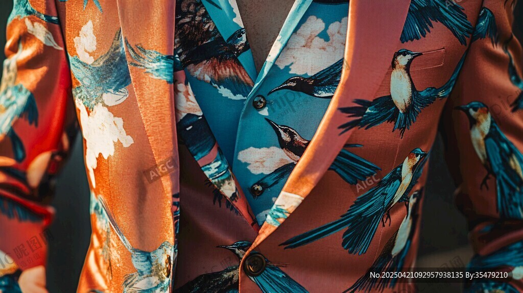 印花西装细节展示