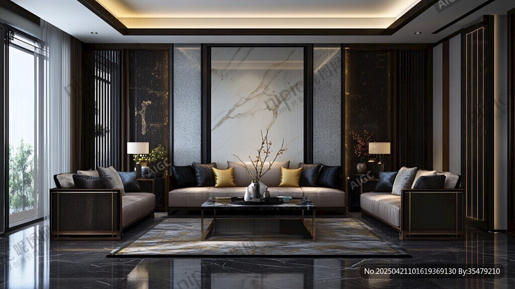 现代中式风格豪华客厅空间