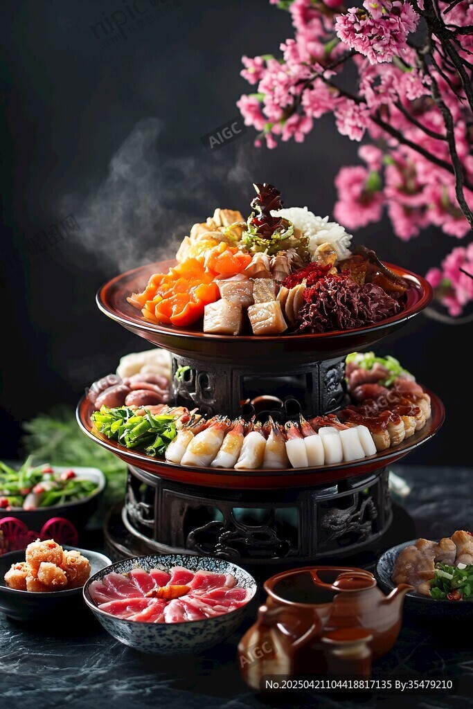 双层火锅盛宴 食材丰富