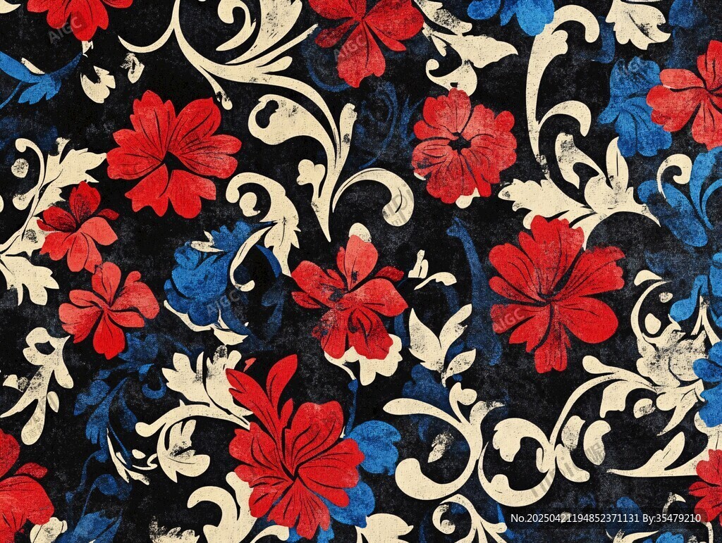 复古花卉图案精美织物纹理