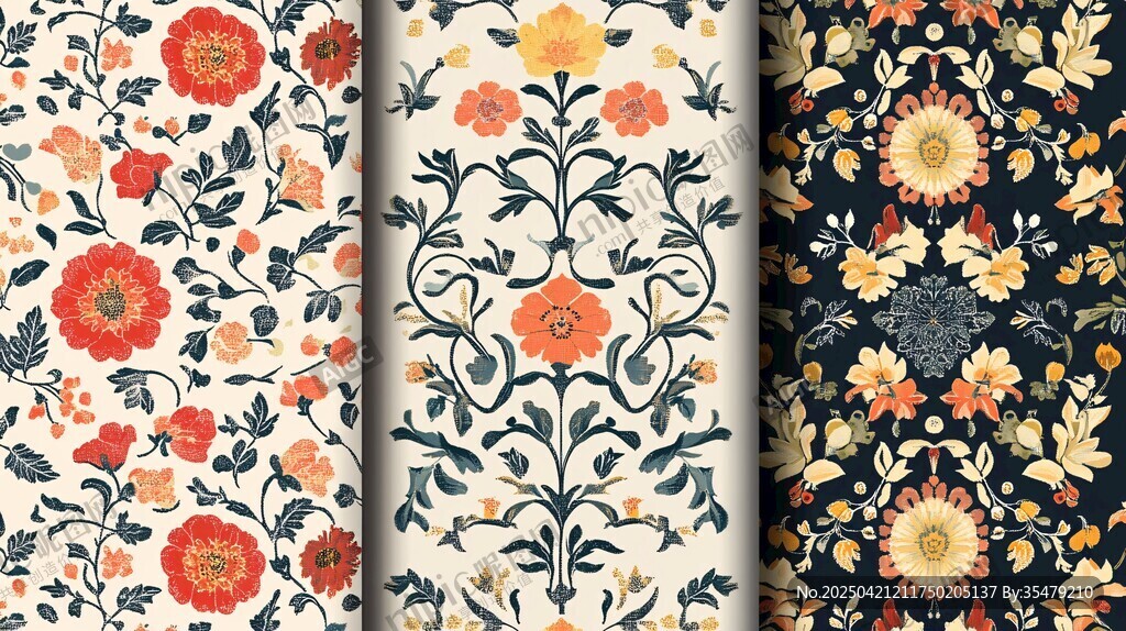 复古花卉图案设计集合