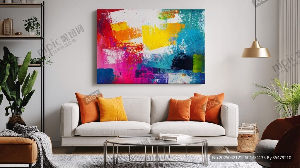 现代多彩客厅艺术装饰画