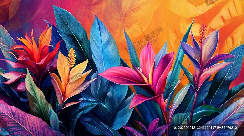 梦幻热带花卉绚丽景象