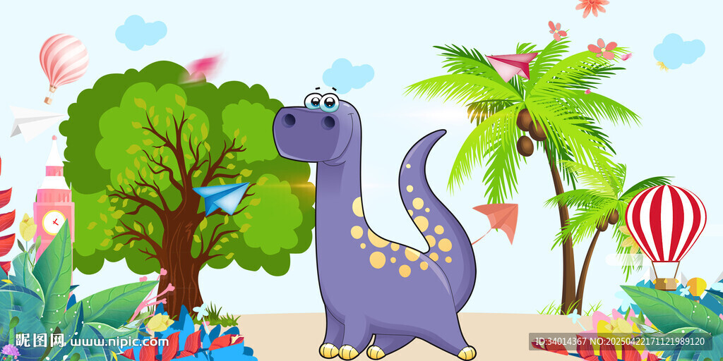 卡通恐龙背景墙