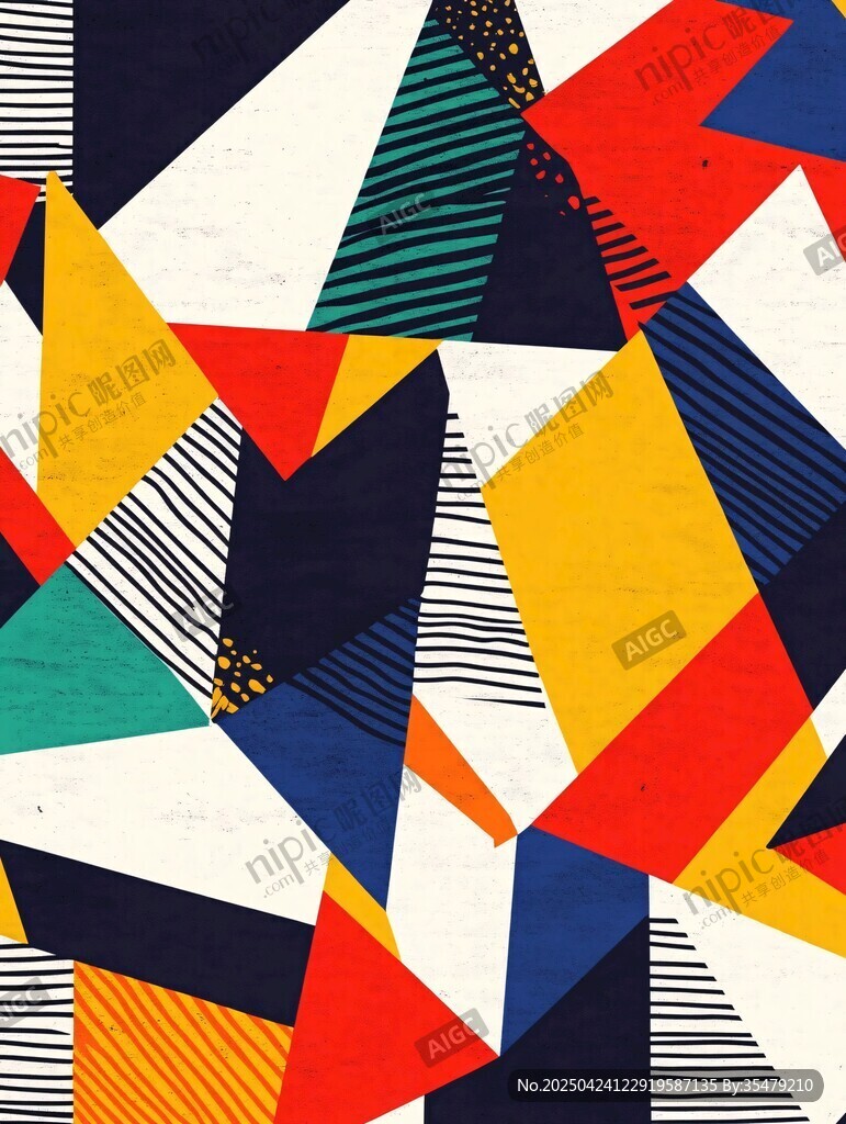几何色块拼接抽象图案