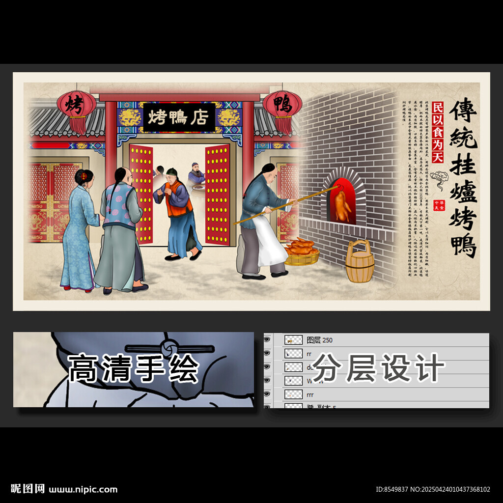 传统北京挂炉烤鸭古代店铺场景