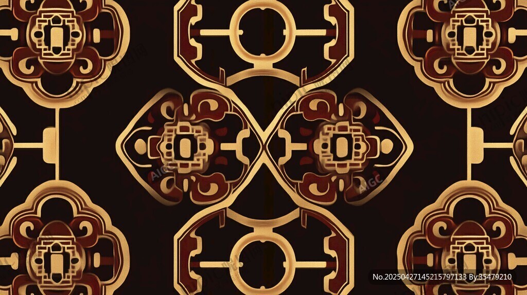 中式古典金色花纹图案