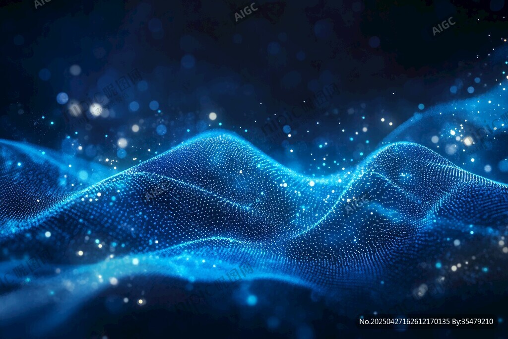 蓝色流动数据波效果图