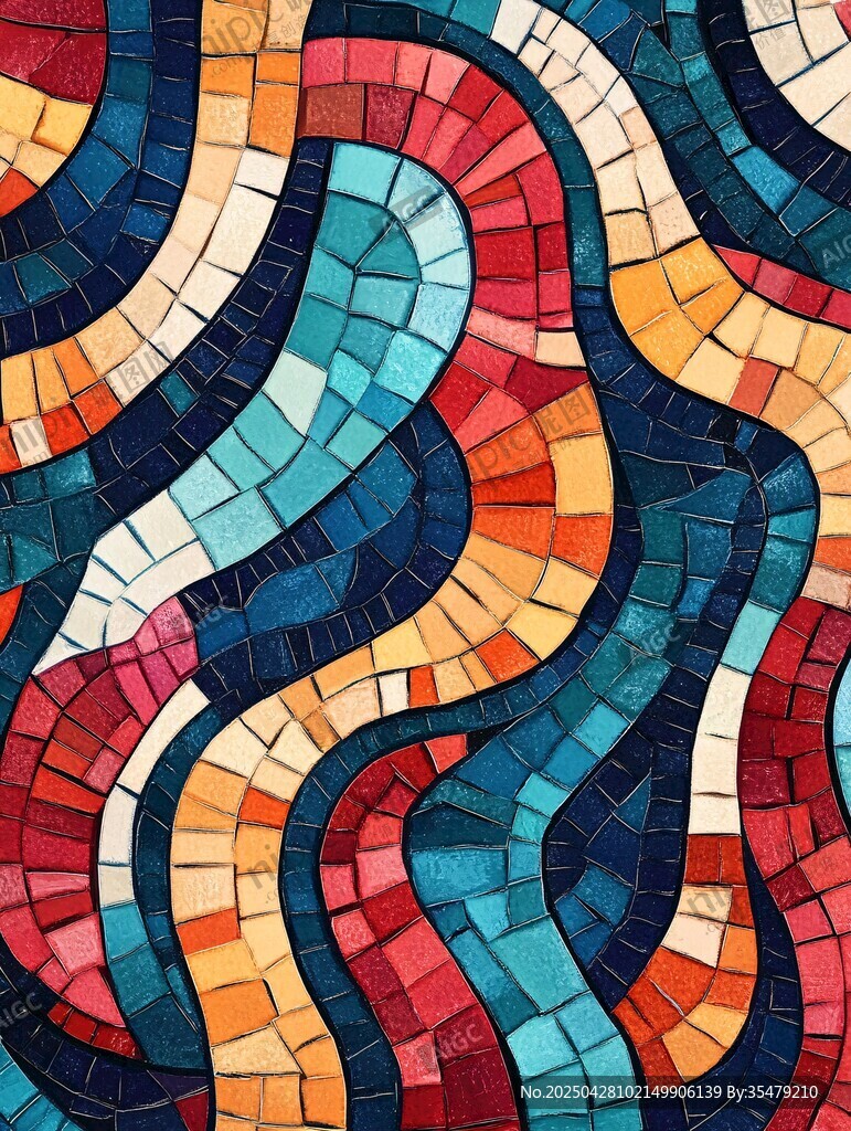多彩波浪马赛克图案