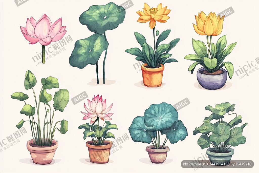 盆栽莲花插画集