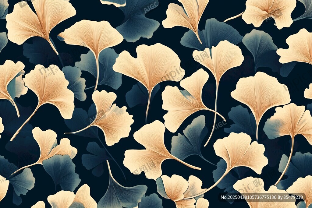 银杏叶无缝图案背景设计