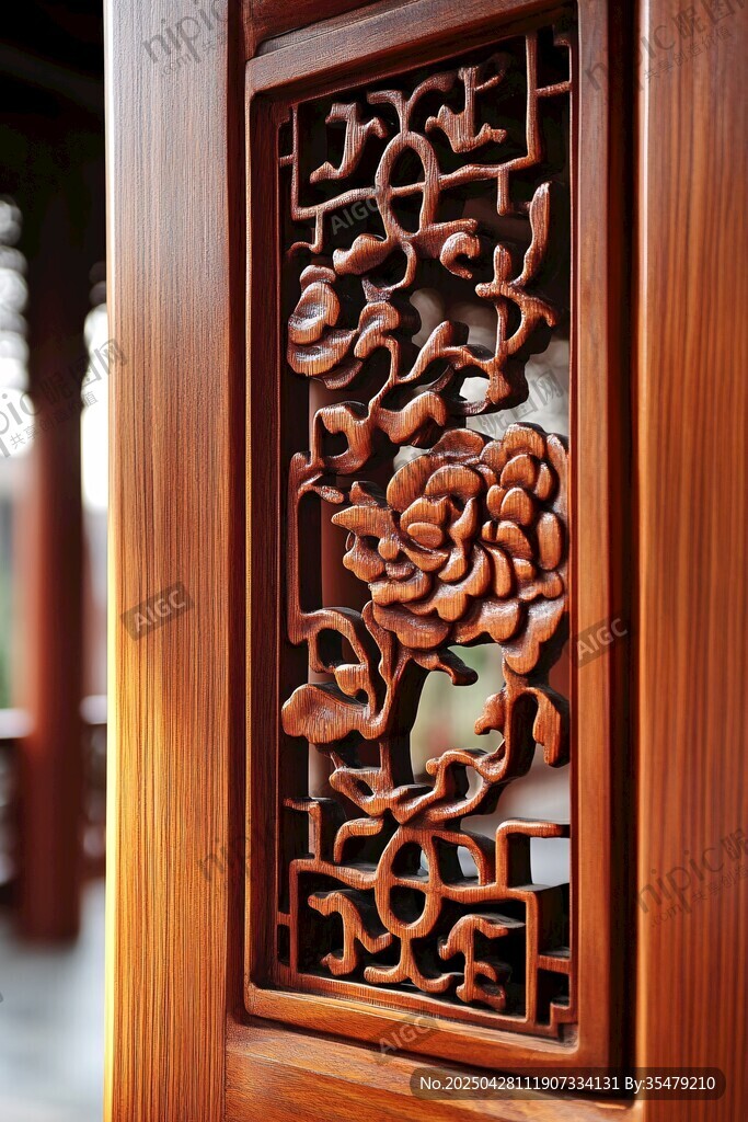 中式木雕花窗精美细节