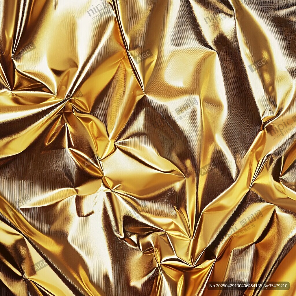 金色褶皱布料纹理特写