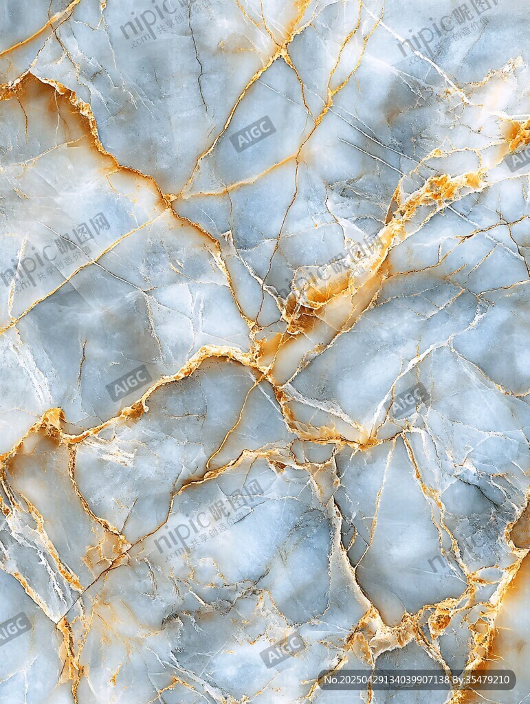 蓝金大理石纹理特写