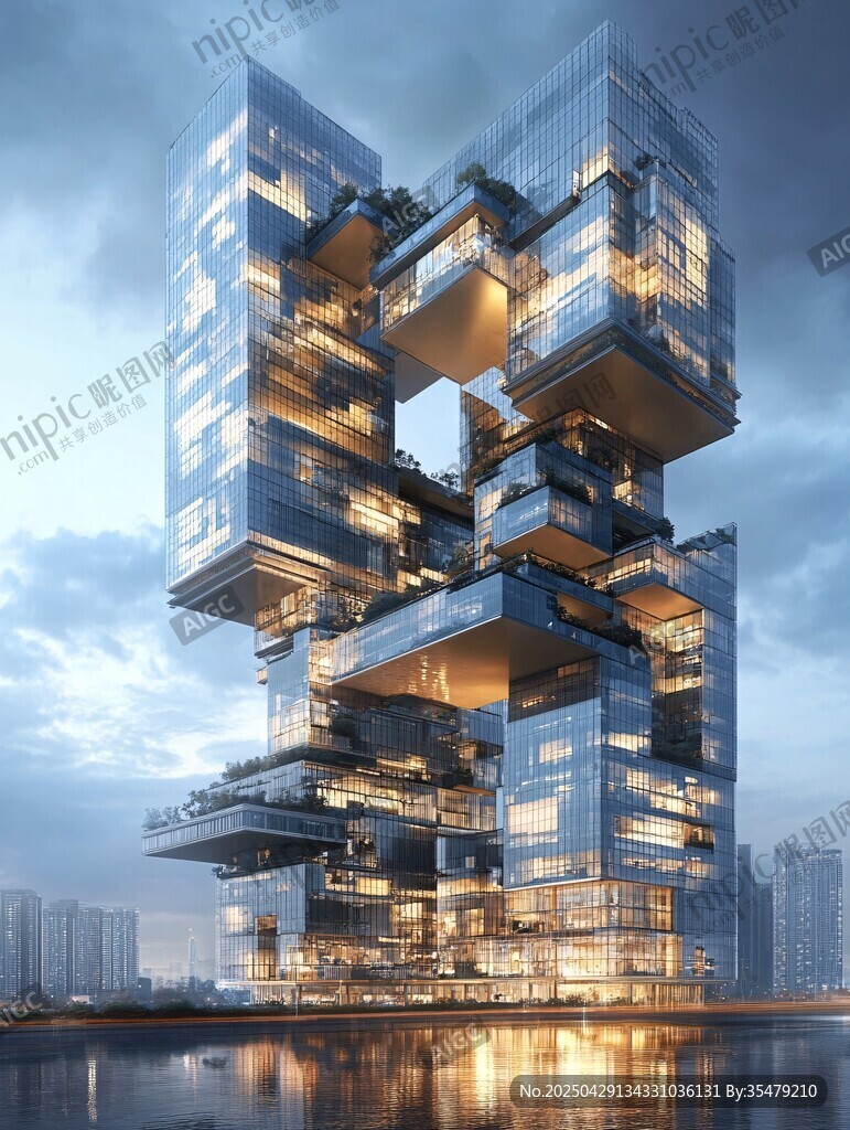 未来感悬浮摩天大楼建筑