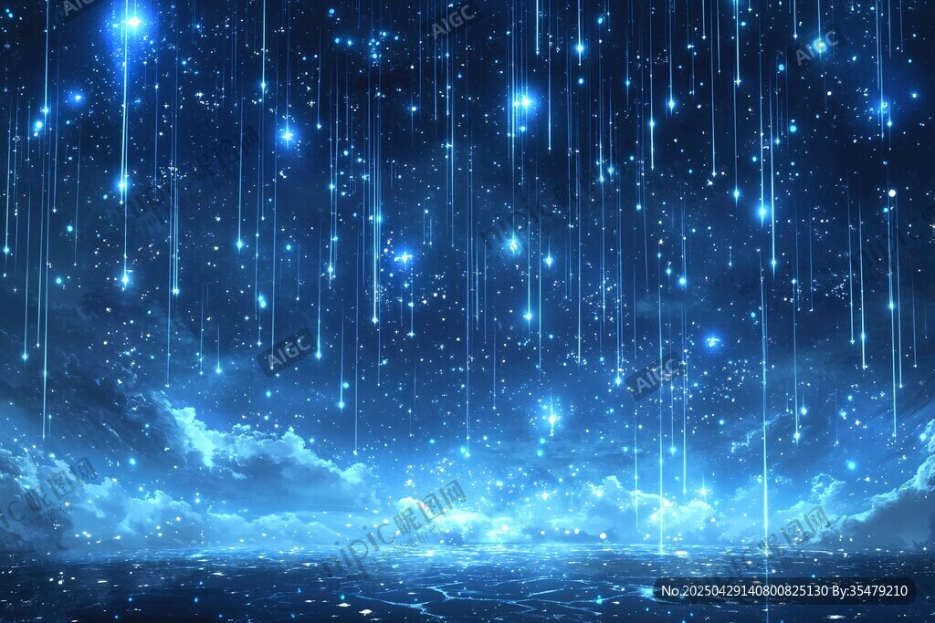 梦幻星空流星夜景图