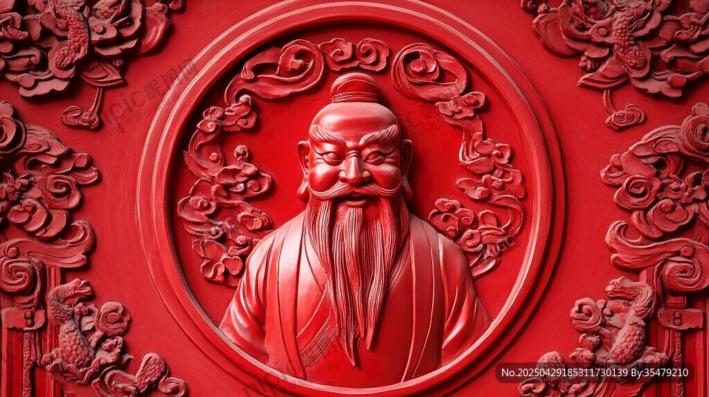 红色木雕像精美图案