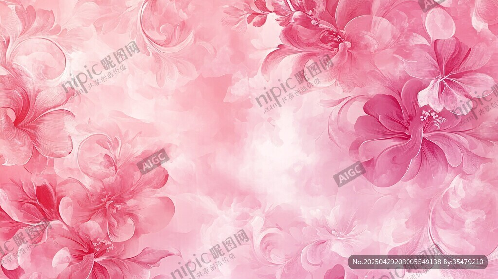 梦幻粉色花卉背景图
