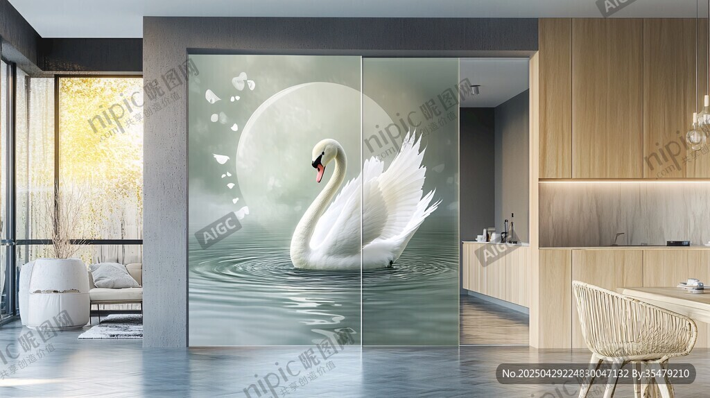 梦幻天鹅背景墙 家居新景