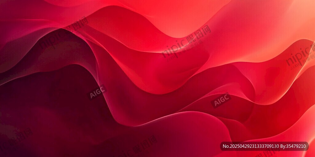 红色动感波浪抽象背景图