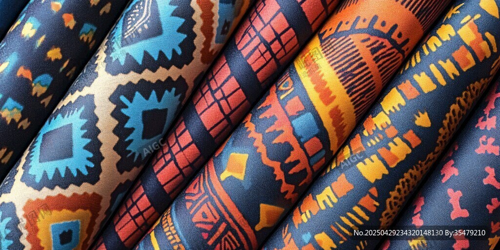 多彩民族风图案布料展示
