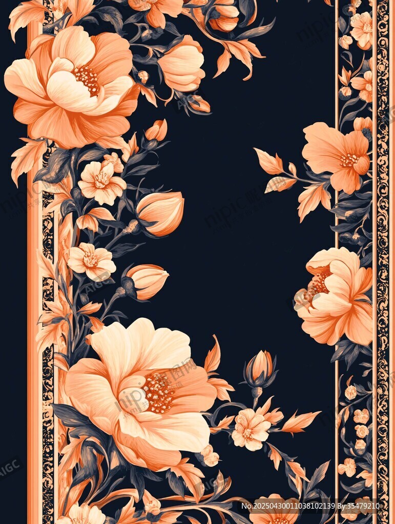 复古花卉边框图案设计