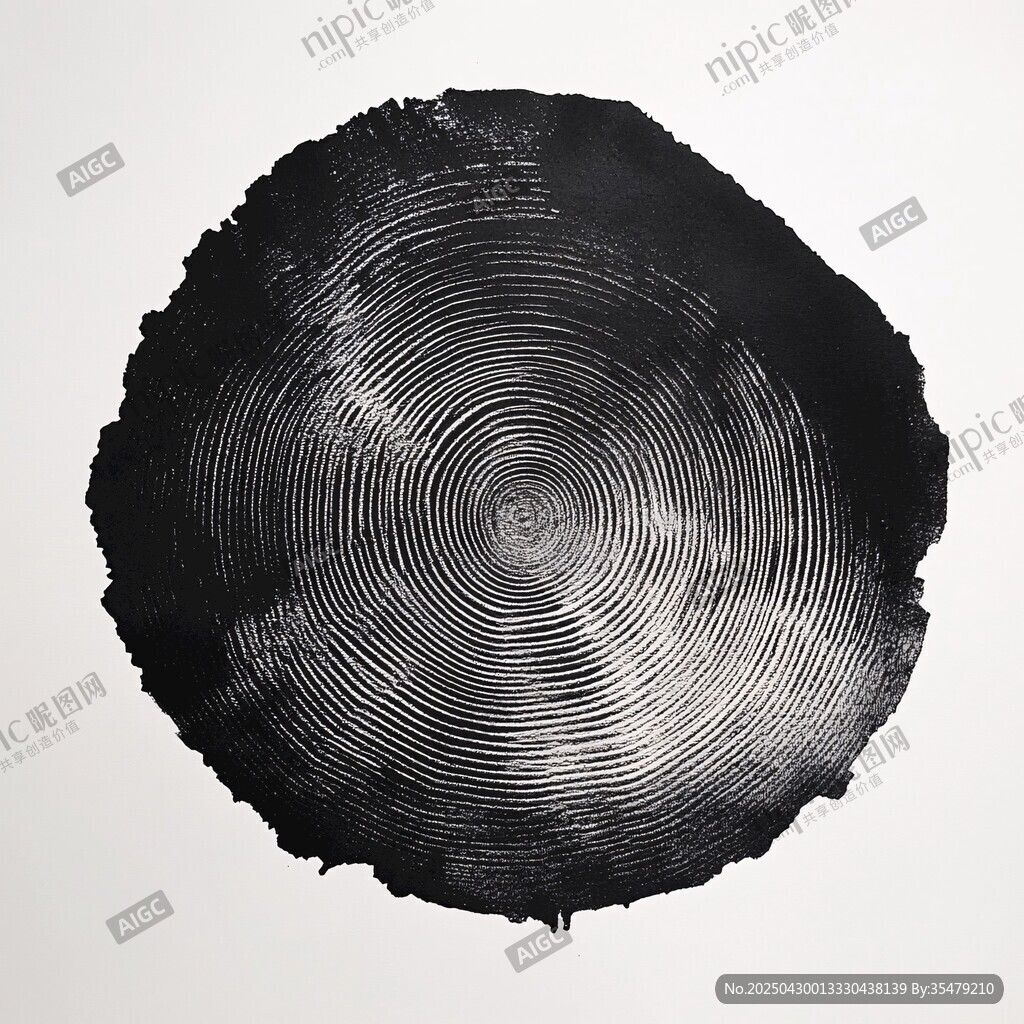 树桩年轮黑白艺术图案