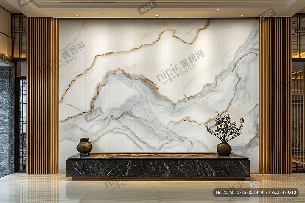 大理石山水背景墙 大气典雅