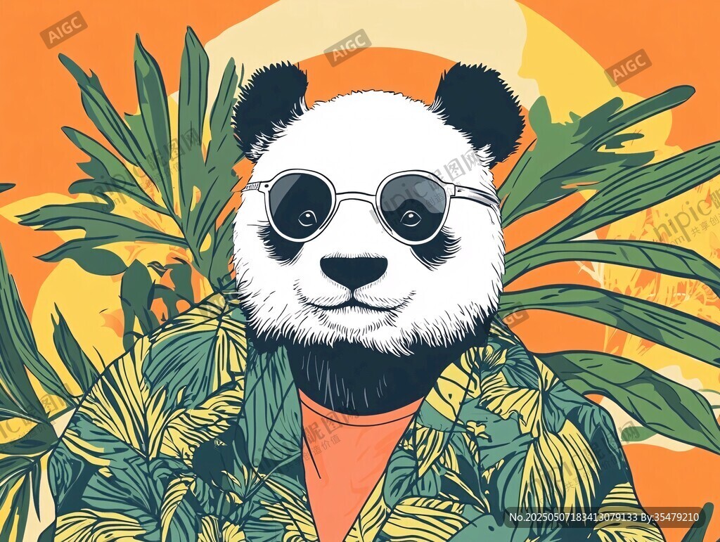 潮酷熊猫的热带风情穿搭