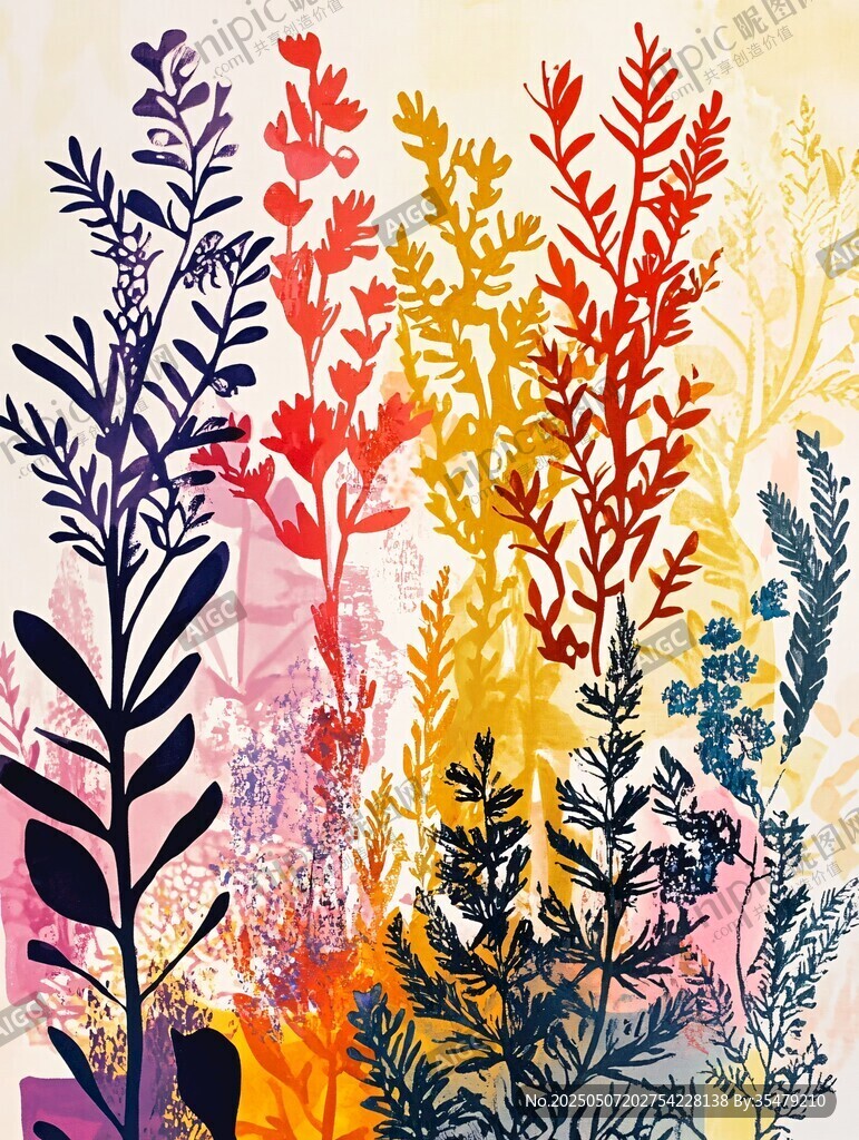 多彩植物插画